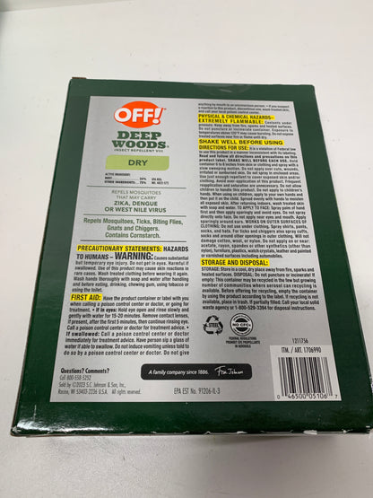 OFF! Deep Woods Dry Insect Repellent Set -3 Pack Repels Mosquitoes,Ticks, Biting