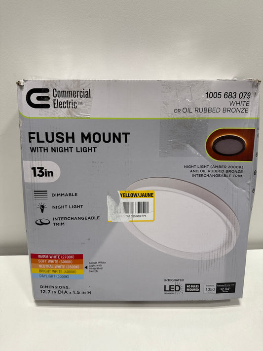 Commercial Electric LED Flush Mount Ceiling Light White/Bronze 1350 Lumens
