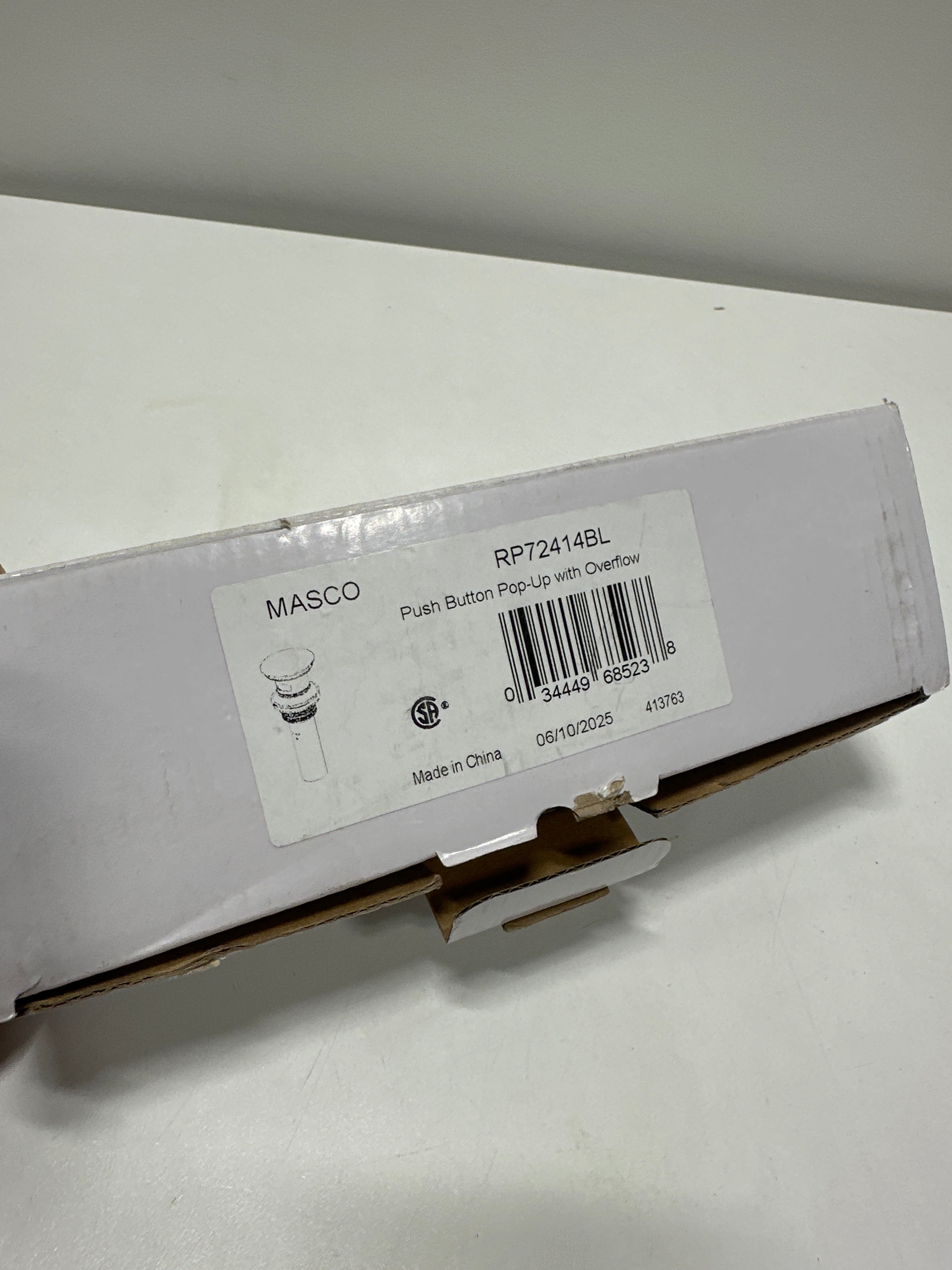 Brizo RP72414 1-5/8" Push Button Drain Assembly