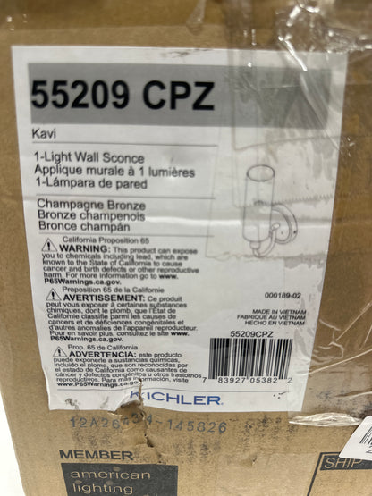 Kichler 55209 Kavi 13" Tall Bathroom Sconce with Clear Glass Shade Champagne Bronze