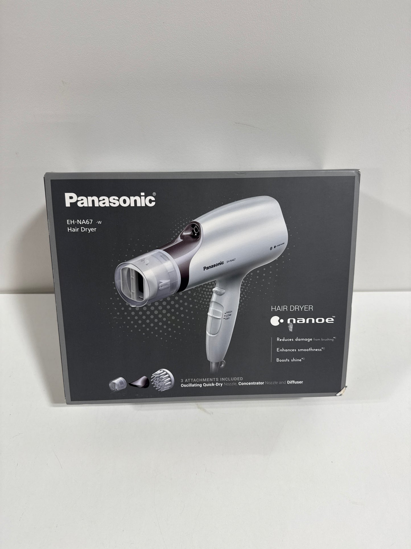 Panasonic - EH-NA67-W Nanoe Hair Dryer with Oscillating QuickDry Nozzle
