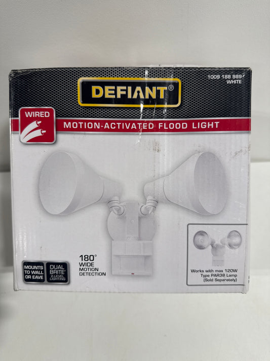 Defiant PAR 180-Degree White Motion Activated Wired Outdoor 2-Head Dusk-to-Dawn Security Flood Light