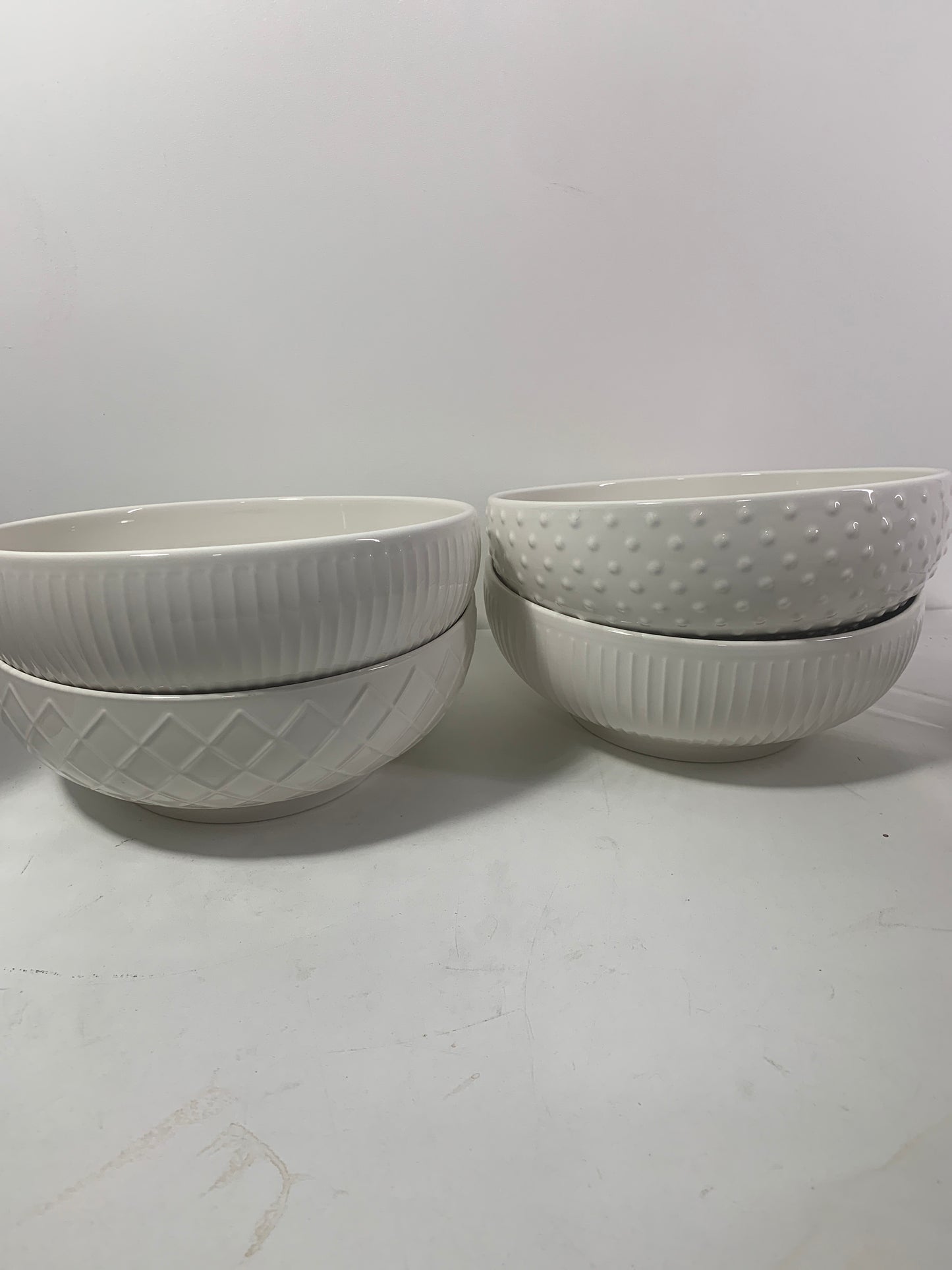 Trudeau 4 Piece Porcelain Serving Bowl Set 9.2 in Diameter White