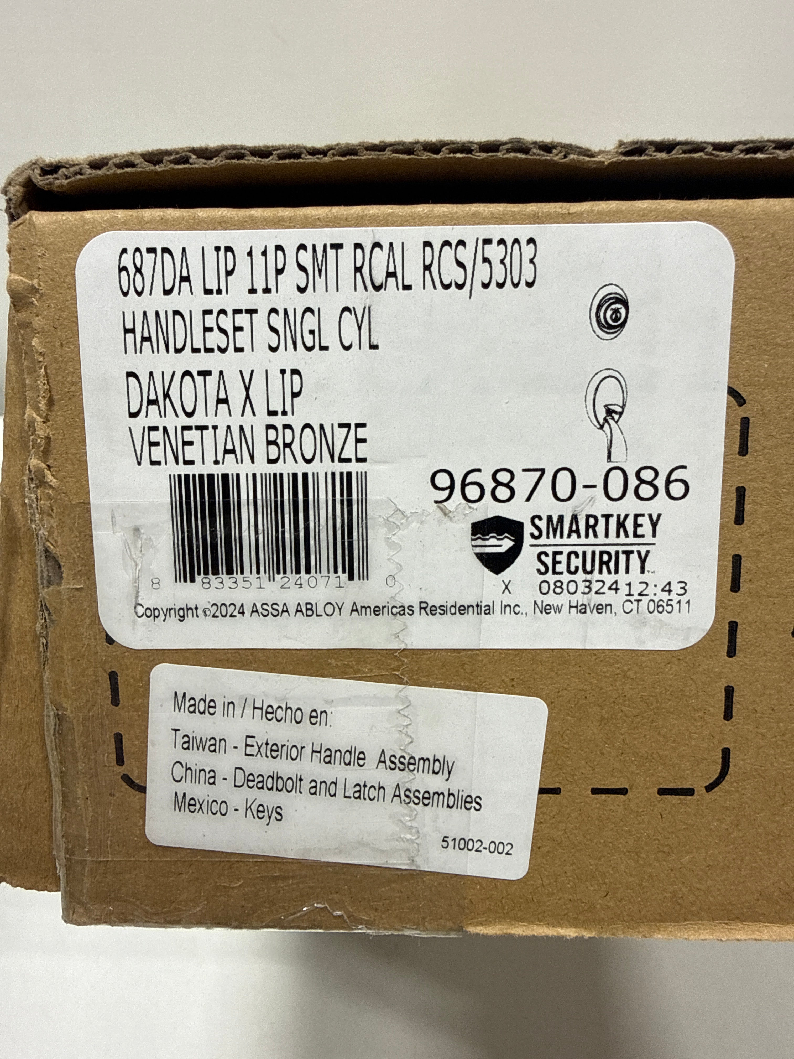 Kwikset 687DALIP-11PS Dakota Handleset in Venetian Bronze