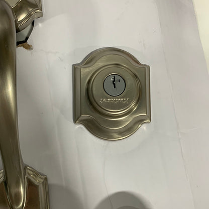For Parts Kwikset Montara Satin Nickel Single Cylinder Door Handleset with Juno Entry Door Knob Featuring SmartKey Security
