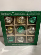Kirkland 9 Piece Glass Christmas Ornaments Hand Decorated - *Christmas & Seasonal