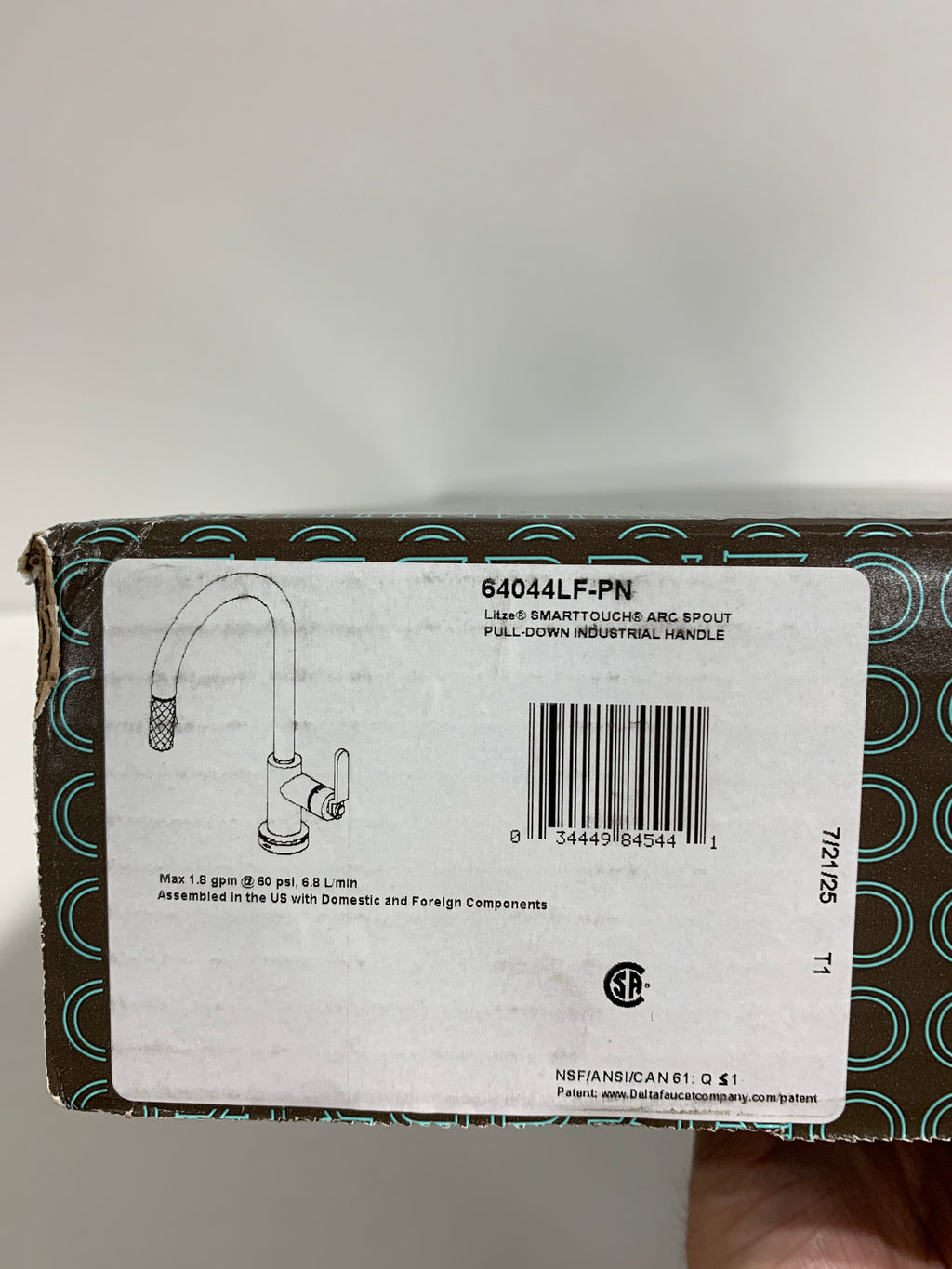 Brizo 64044LF Litze Single Handle Arc Spout SmartTouch Pull Down Kitchen Faucet with Industrial Handle and on/Off Touch