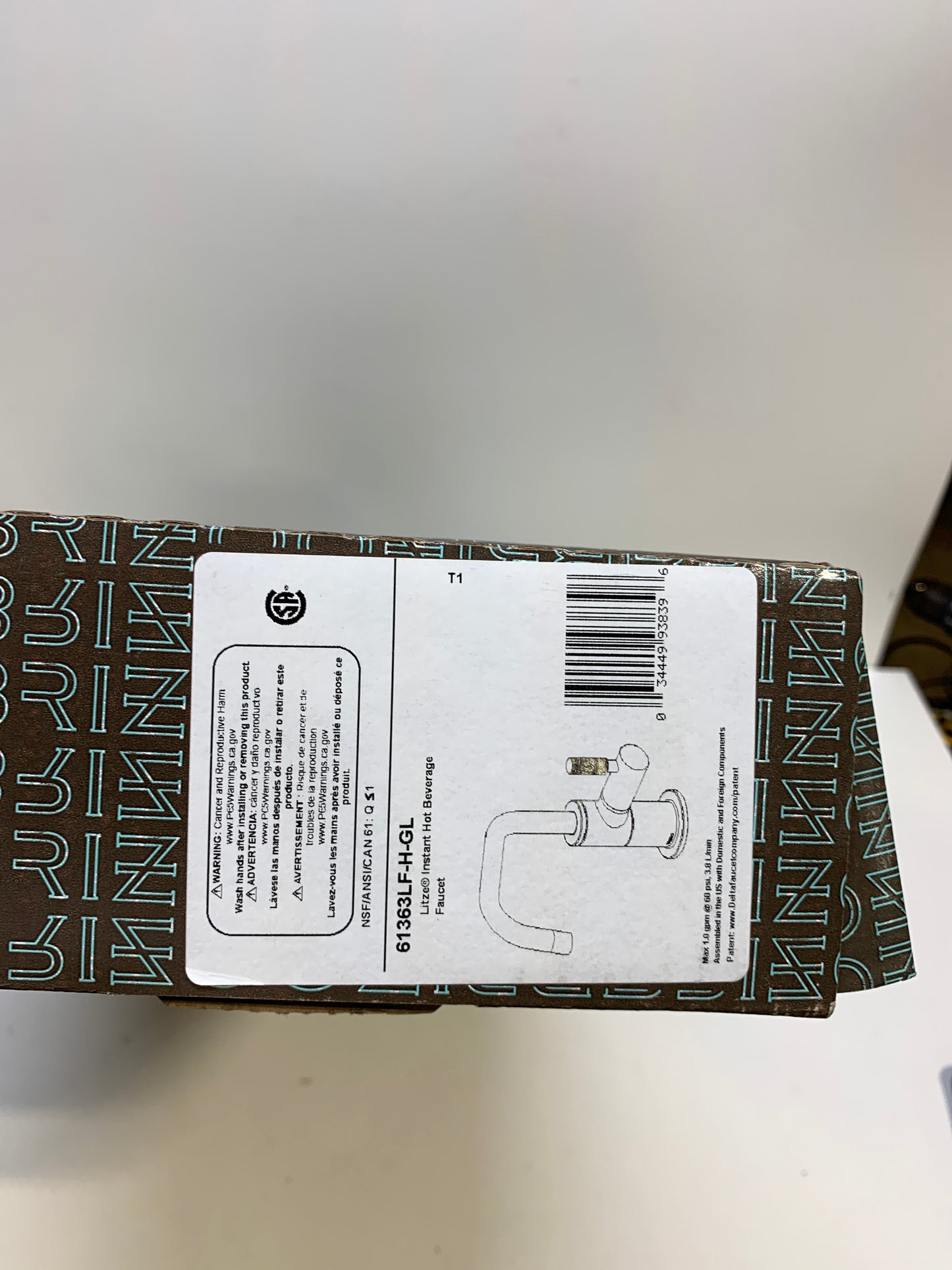 Brizo 61363LF-H Litze 1.0 GPM Single Hole Instant Hot Faucet Water Dispenser with Angled Spout