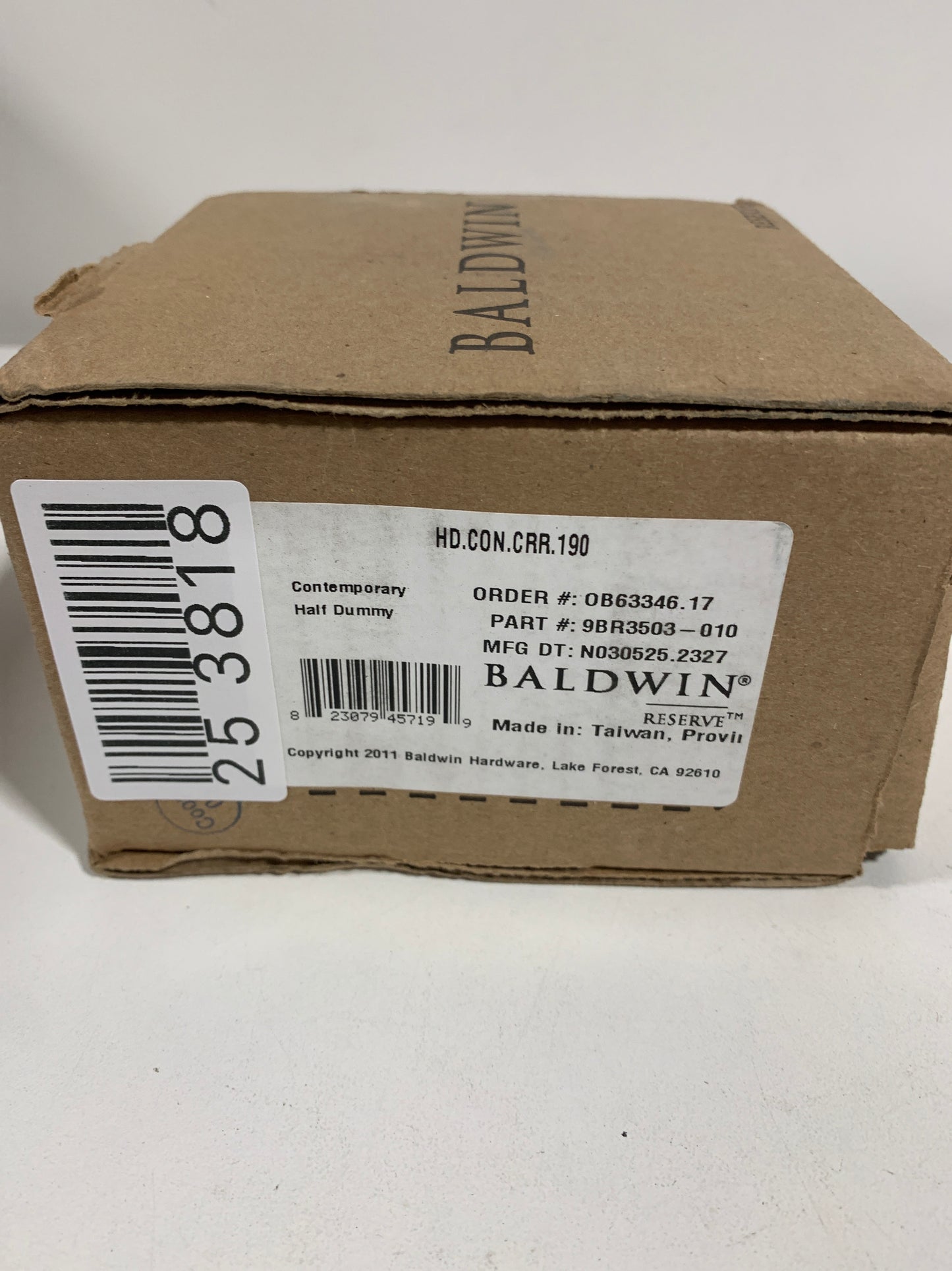 Baldwin Contemporary One-Sided Surface Mount Dummy Door Knob with Round Rosette - Satin Black - HDCONCRR190