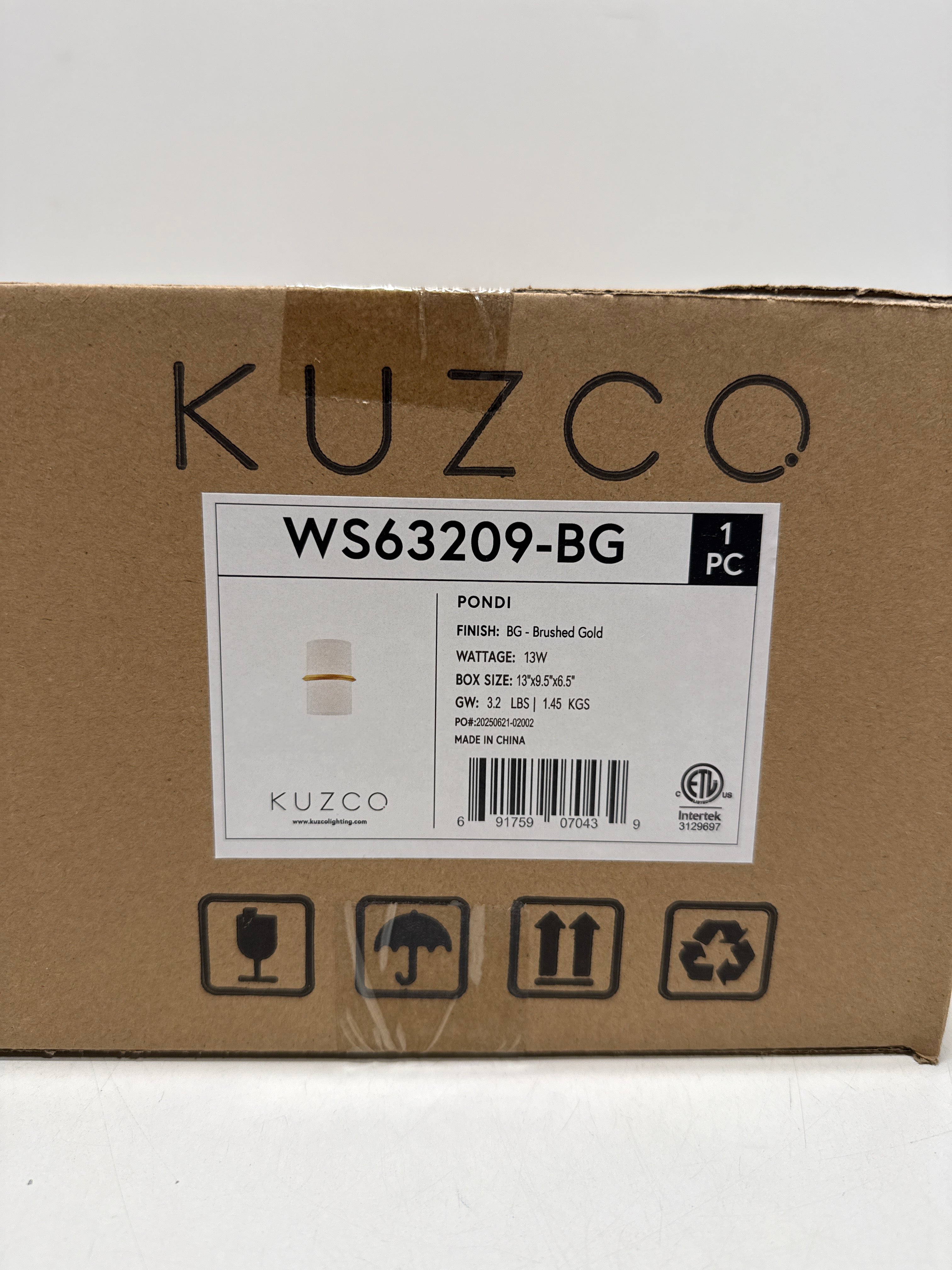 Kuzco Lighting WS63209-BG Pondi Wall Sconce LED, Brushed Gold