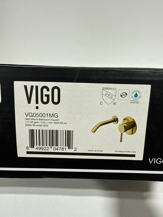 Vigo VG05001 Olus 1.2 GPM 5" H Single Handle Wall Mounted Widespread Bathroom Faucet Matte Gold