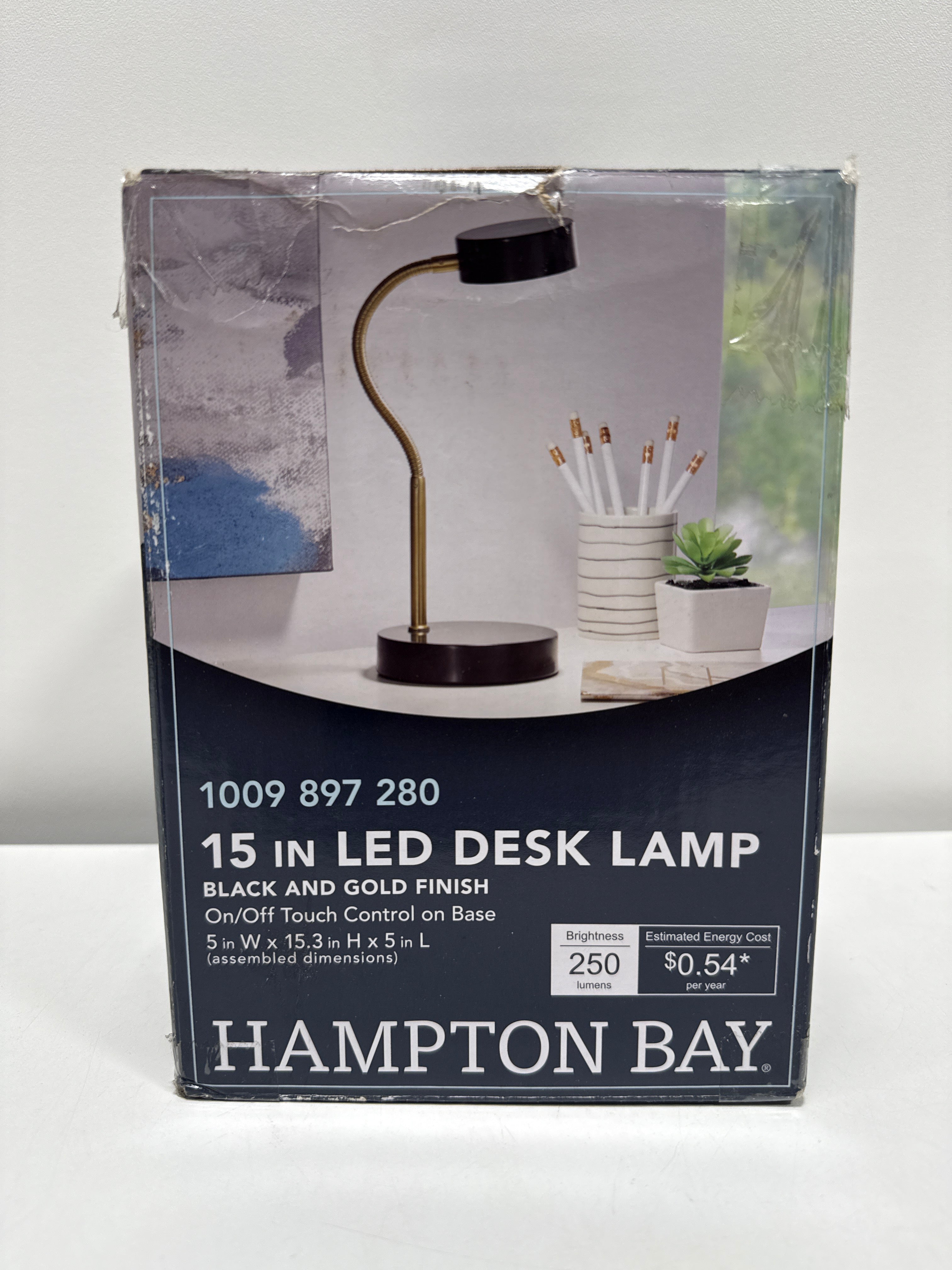 Hampton Bay 15 in. Matte Black LED Lamp with Adjustable Lamp Head