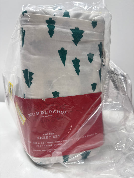 King Christmas Holiday Cotton Sateen Sheet Set Tree Scene - Wondershop