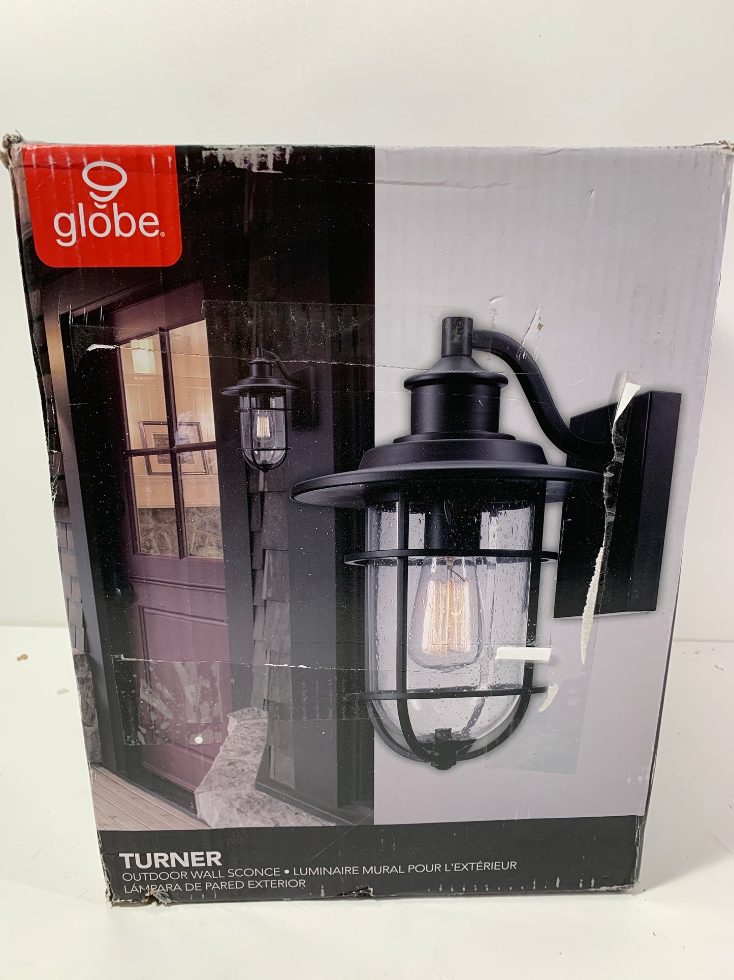 Globe Electric 44094 Turner Single Light 13-19/32" High Outdoor Wall Sconce Black Outdoor Lighting Wall Sconces