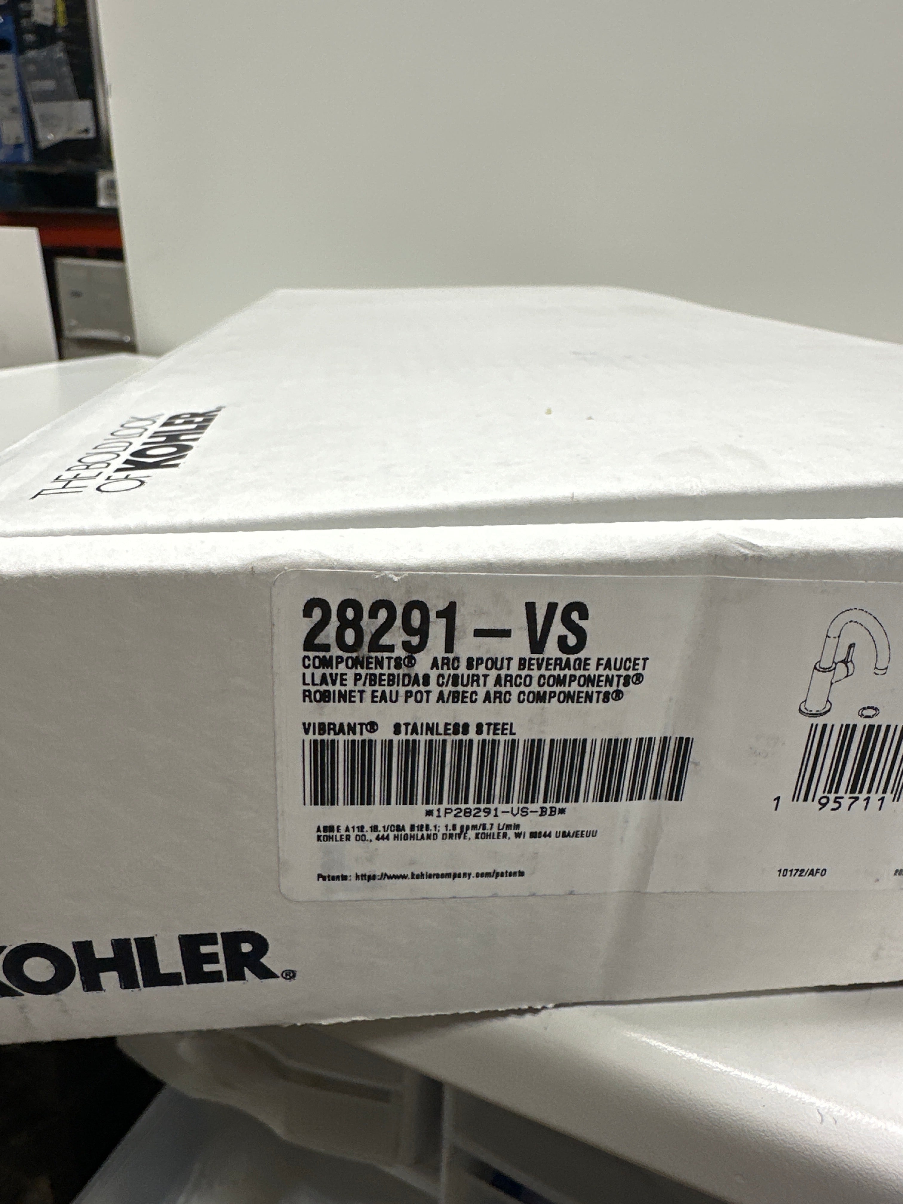 Kohler K-28291 Components 1.5 GPM Cold Water Dispenser with Curved Spout - Vibrant Stainless