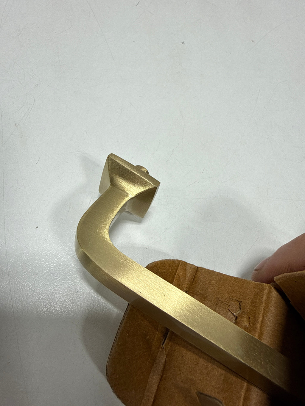 Signature Hardware 945845-6 Klein 6 Inch Center to Center Handle Cabinet Pull Satin Brass Cabinet Hardware Pulls Handle