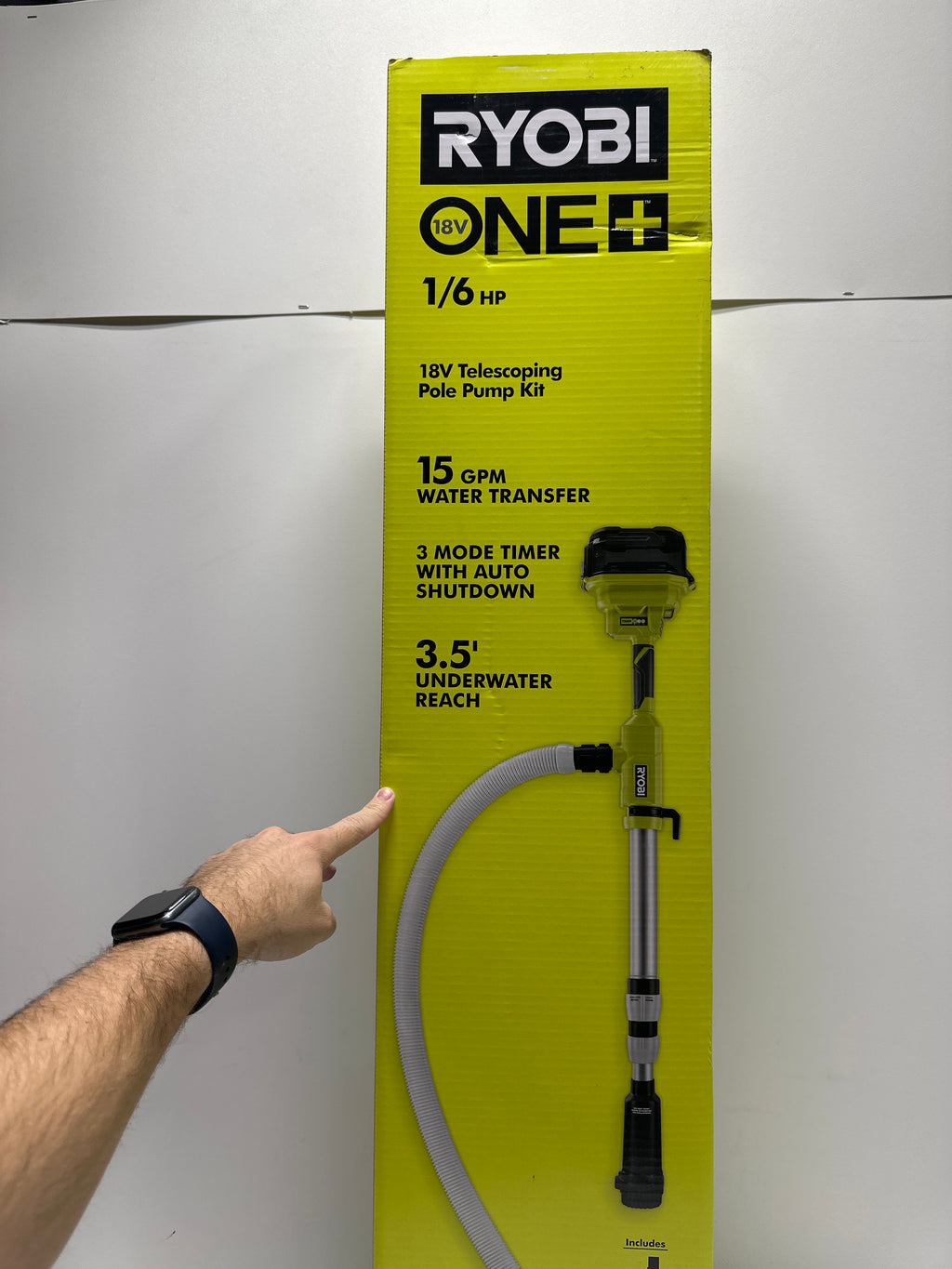 Ryobi ONE+ 18V Cordless 1/6 HP Telescoping Pole Pump with 2.0 Ah Battery and Charger