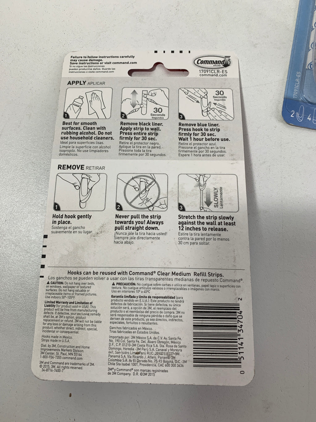 6 - Command Medium Hooks-Clear 2 Hooks & 4 Strips - *Home Decor & Curtains