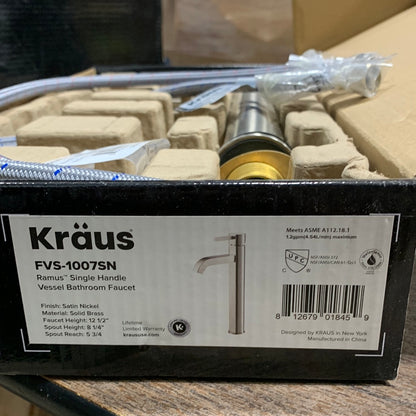 KRAUS Ramus Single Hole Single-Handle Vessel Bathroom Faucet in Satin Nickel