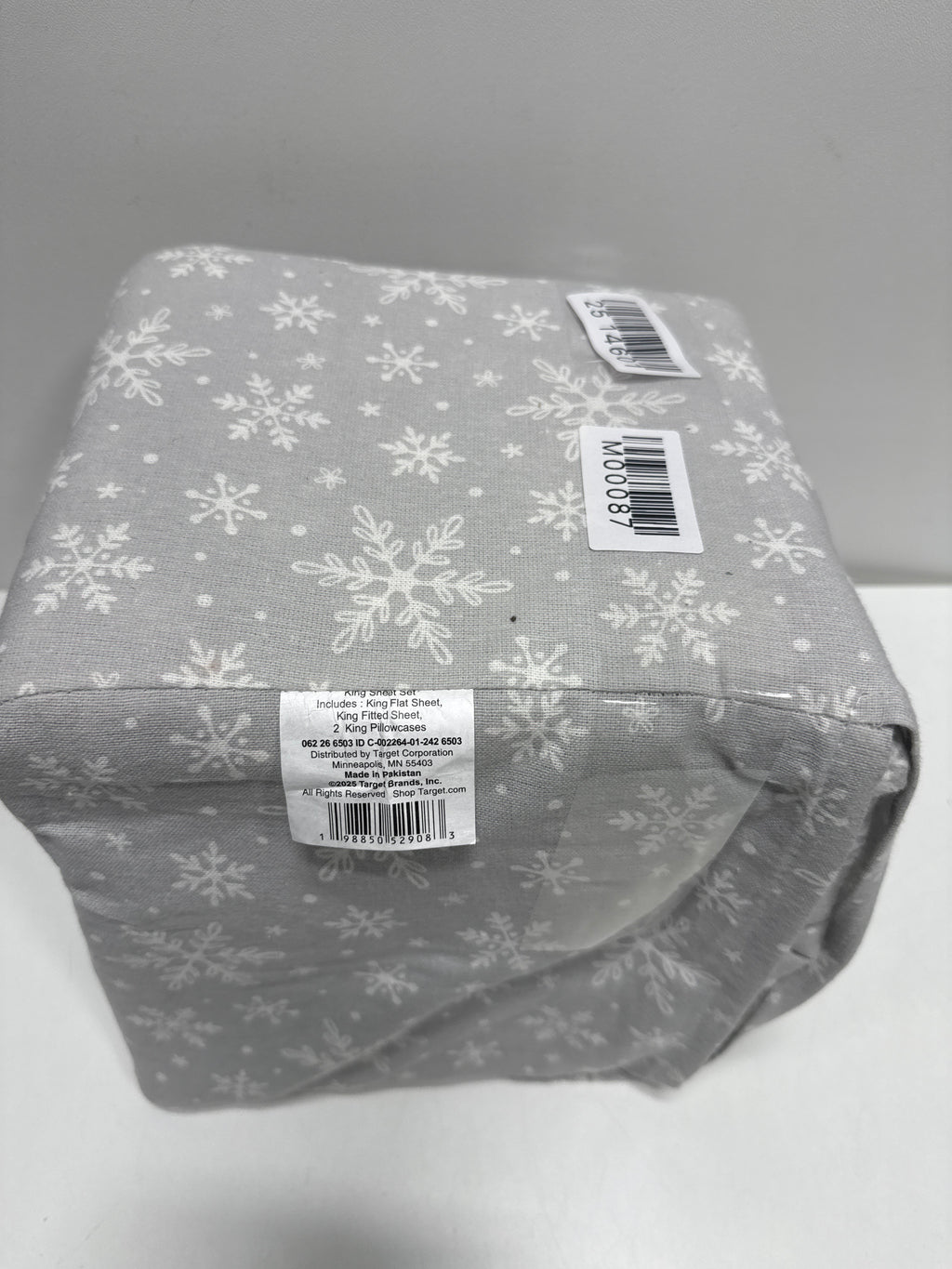 King Christmas Flannel Sheet Set Gray Snowflake - Wondershop - *Bedding