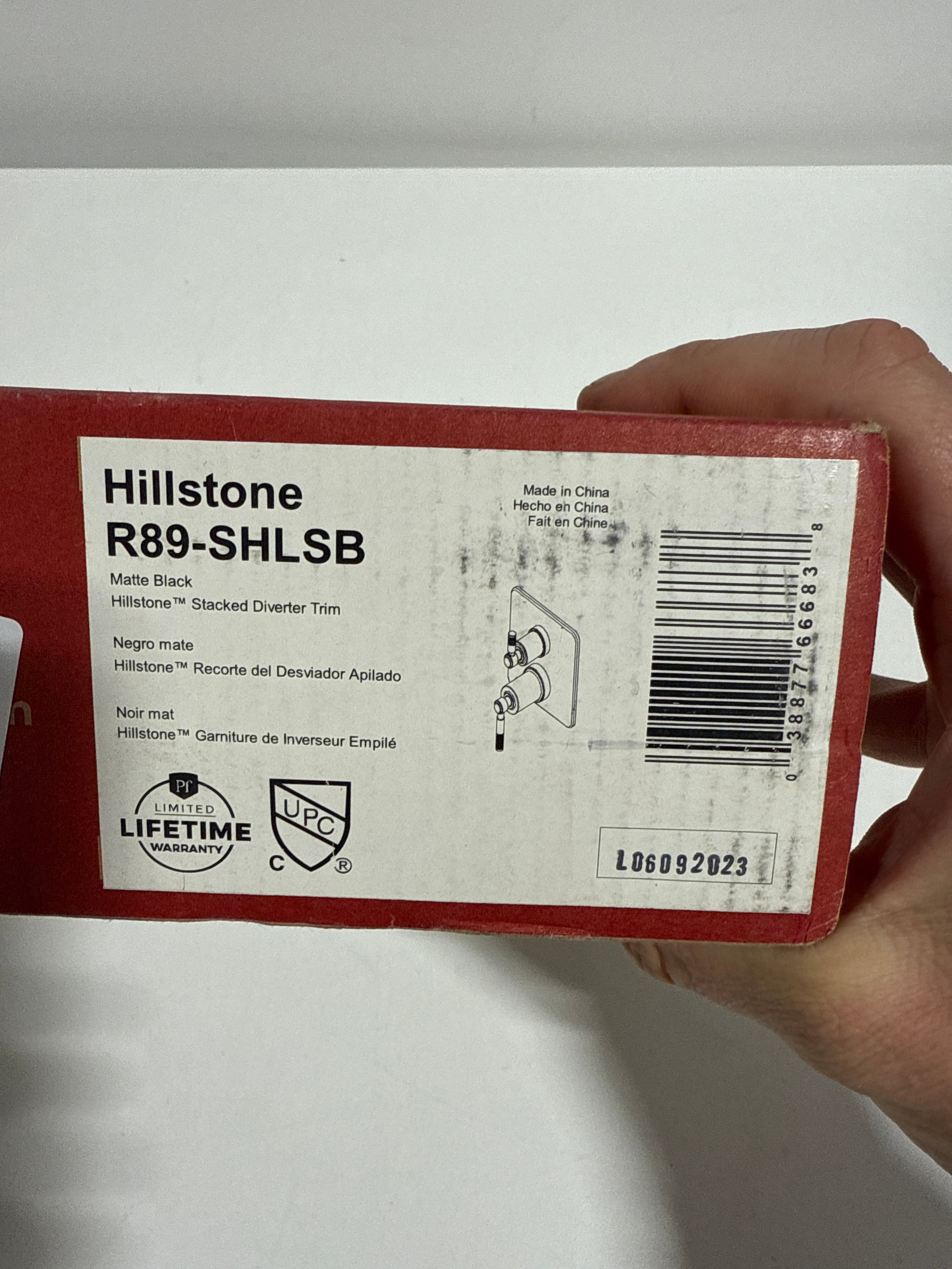 Pfister R89-SHLS Hillstone Pressure Balanced Valve Trim Only with Double Lever Handle and Integrated Diverter - Less