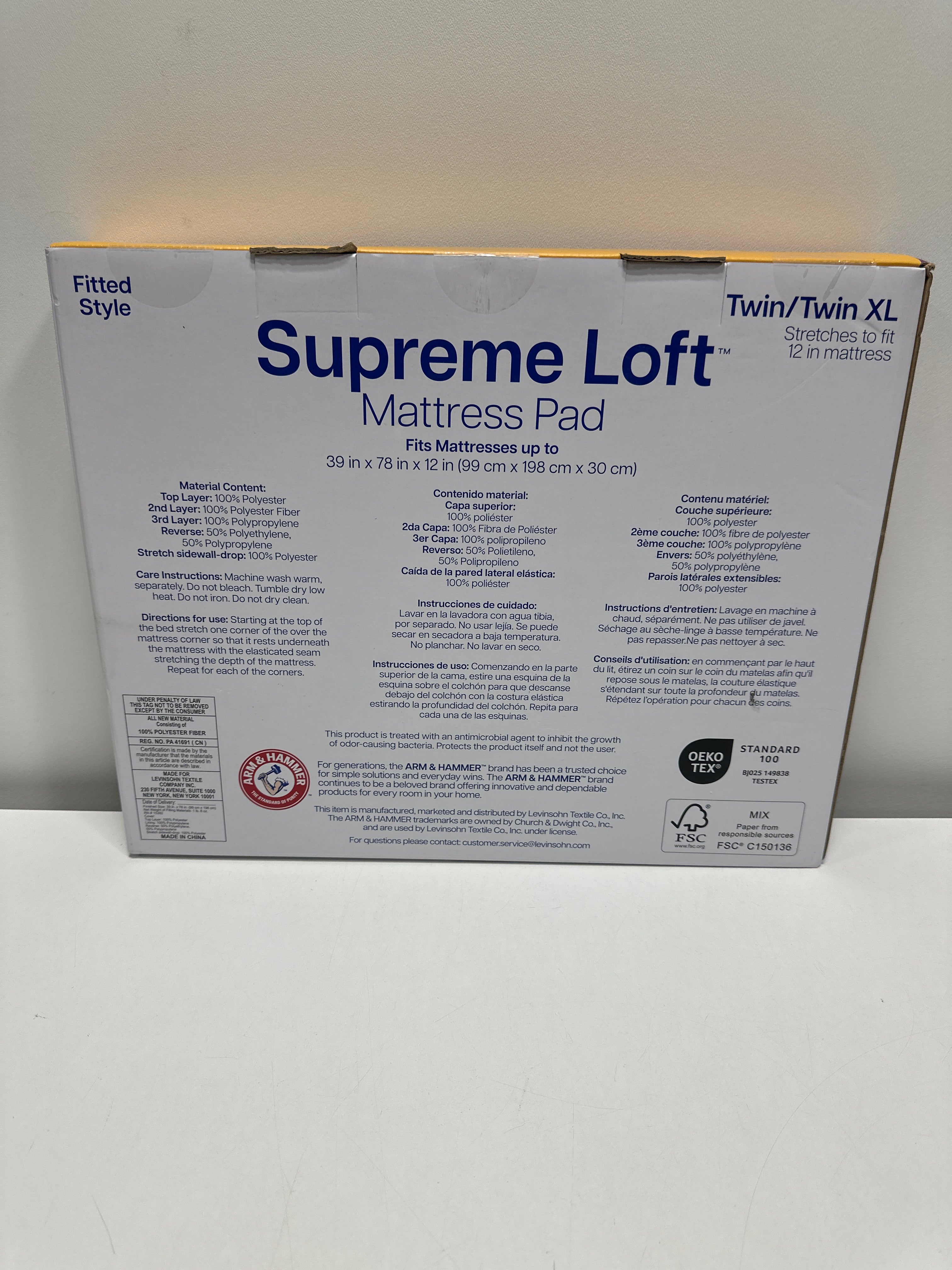 Arm & Hammer Twin/Twin XL Supreme Loft Mattress Pad - *Bedding