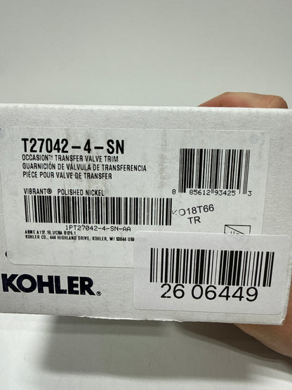 Kohler T27042-4-SN OCCASION™ Transfer valve trim with lever handle, Vibrant Polished Nickel