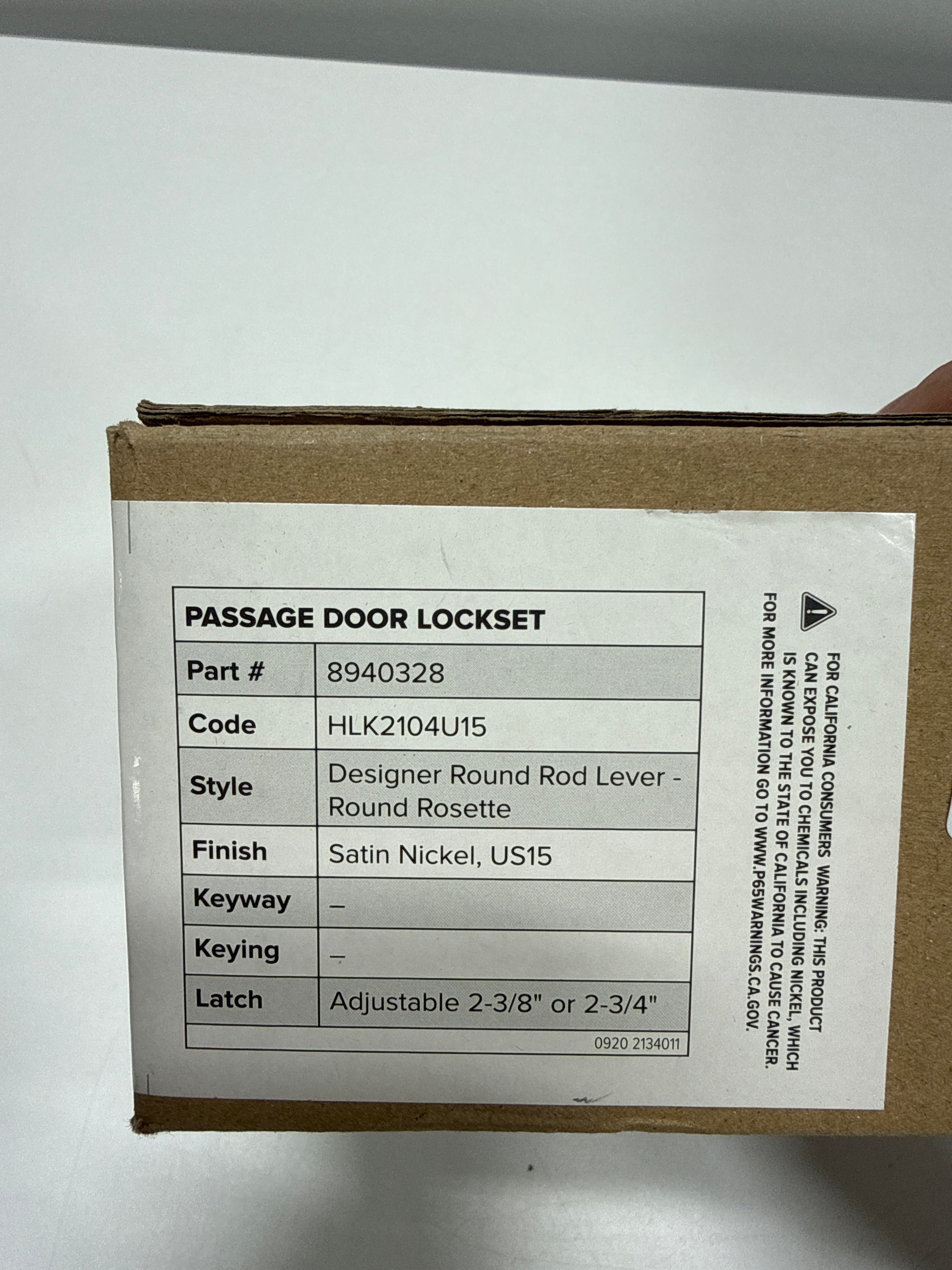 Miseno Mlk4012 Elkton Round Rod Passage Door Lever Set - Nickel - *Tools Hardware & Misc