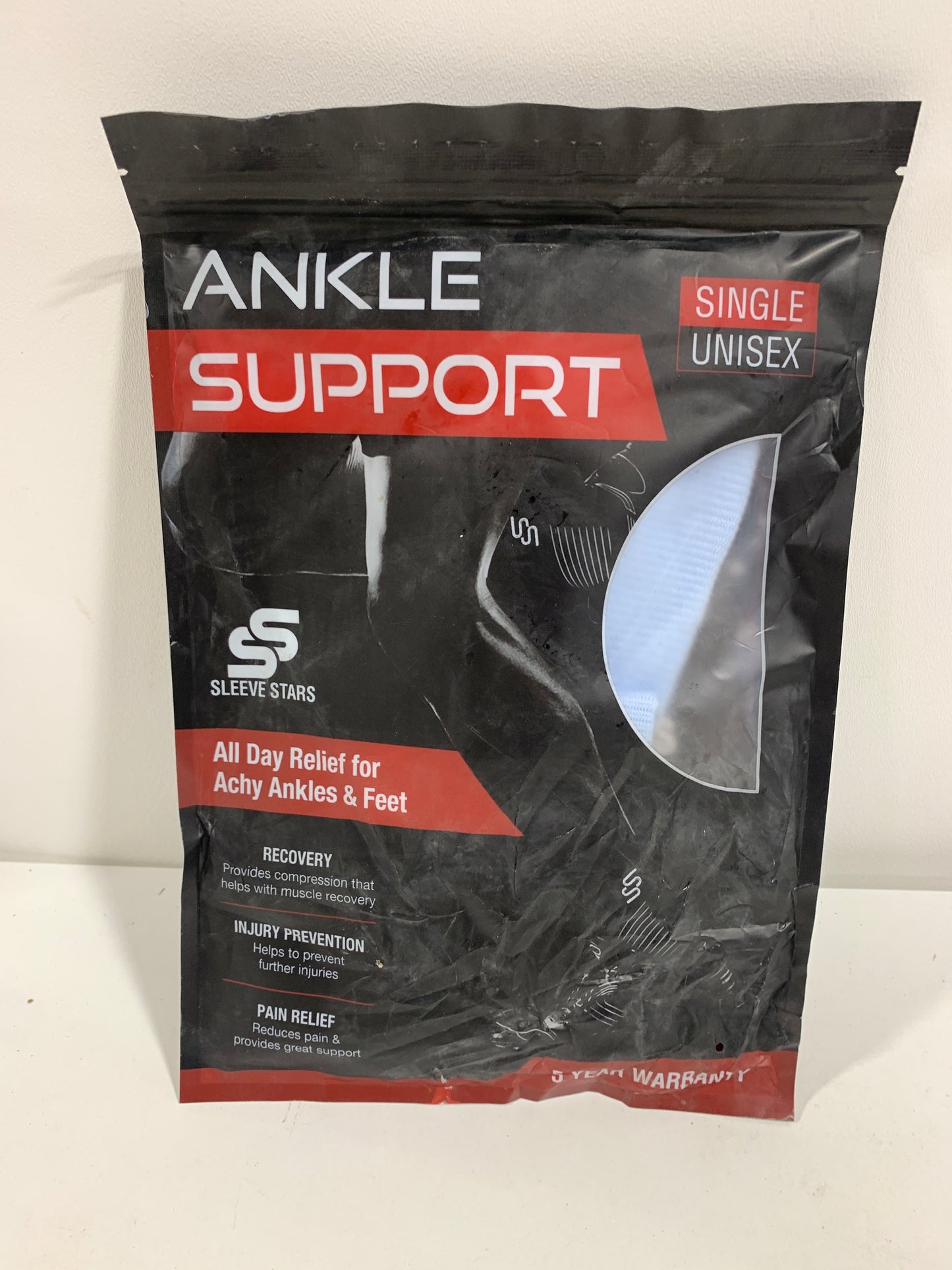 Sleeve Stars Ankle Brace for Sprained Ankle, Plantar Fasciitis Relief Ankle Support for Women, Ankle Compression Sleeve W/ Strap (Single/Light Blue)