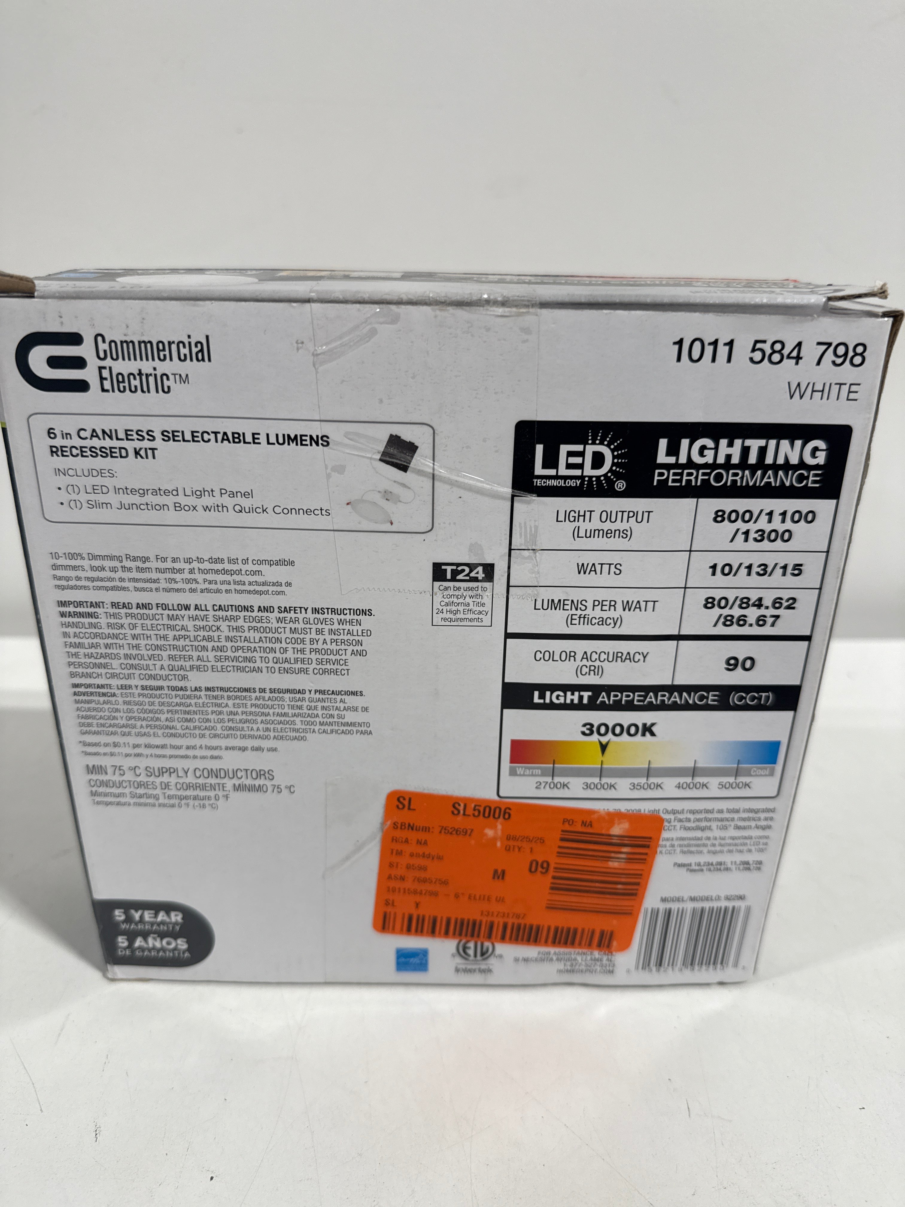 Elite Series 6 in. LED DuoBright 3-Level Lumen Select Ultraslim Canless Recessed Light Adjustable CCT Plus - *Lighting