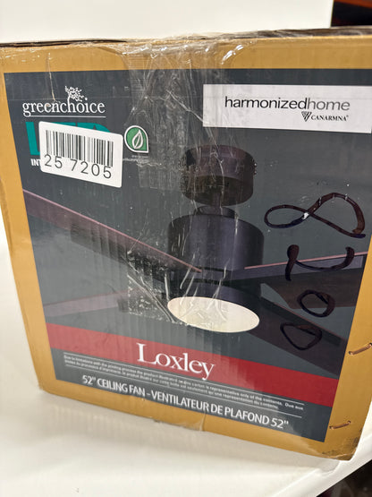 Canarm CF52LOX4BK Madison 52 Inch Black with Rustic Maple Blades Indoor Fan