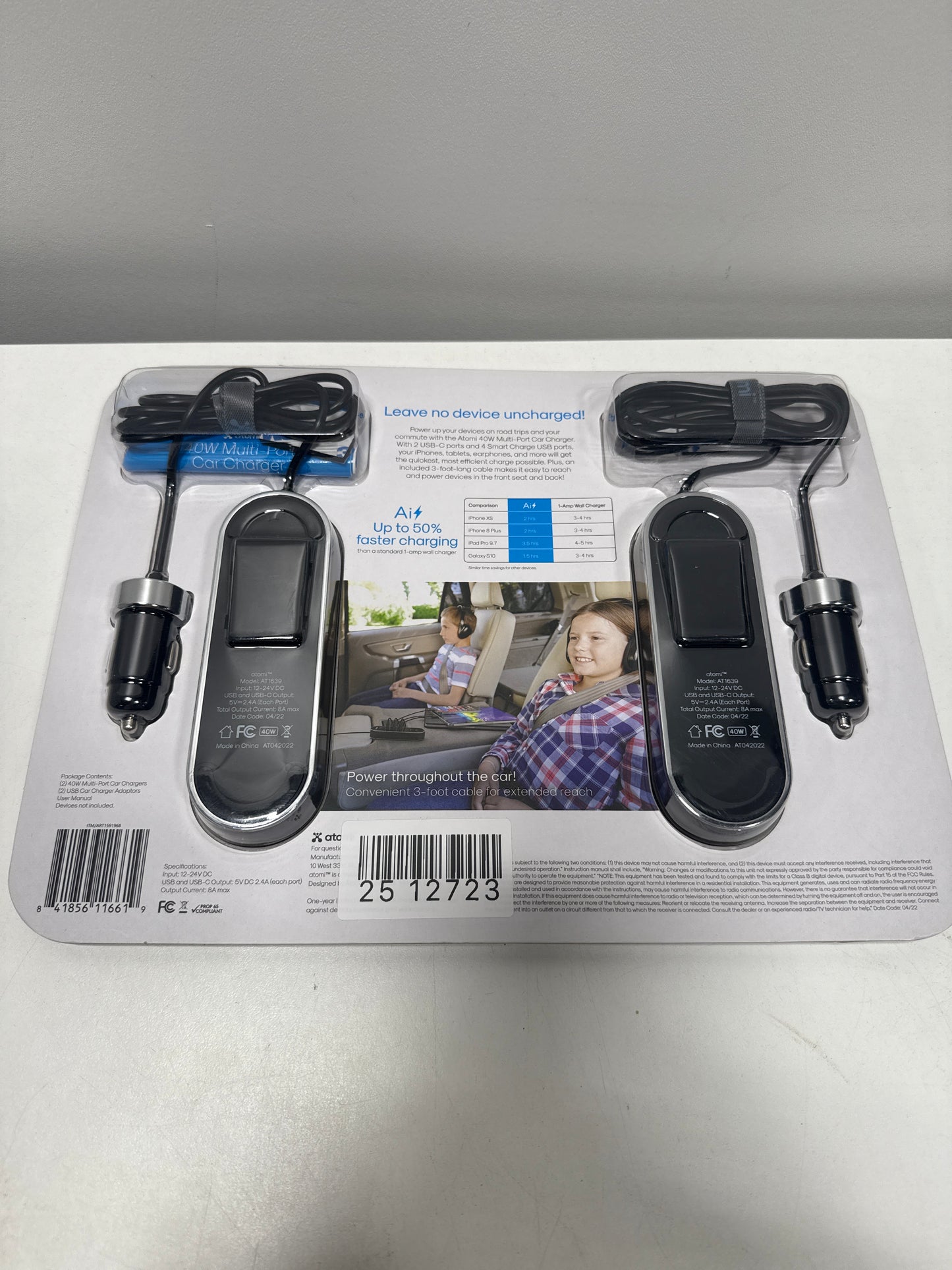 Atomi 40W 12V USB Charger 2 Pack