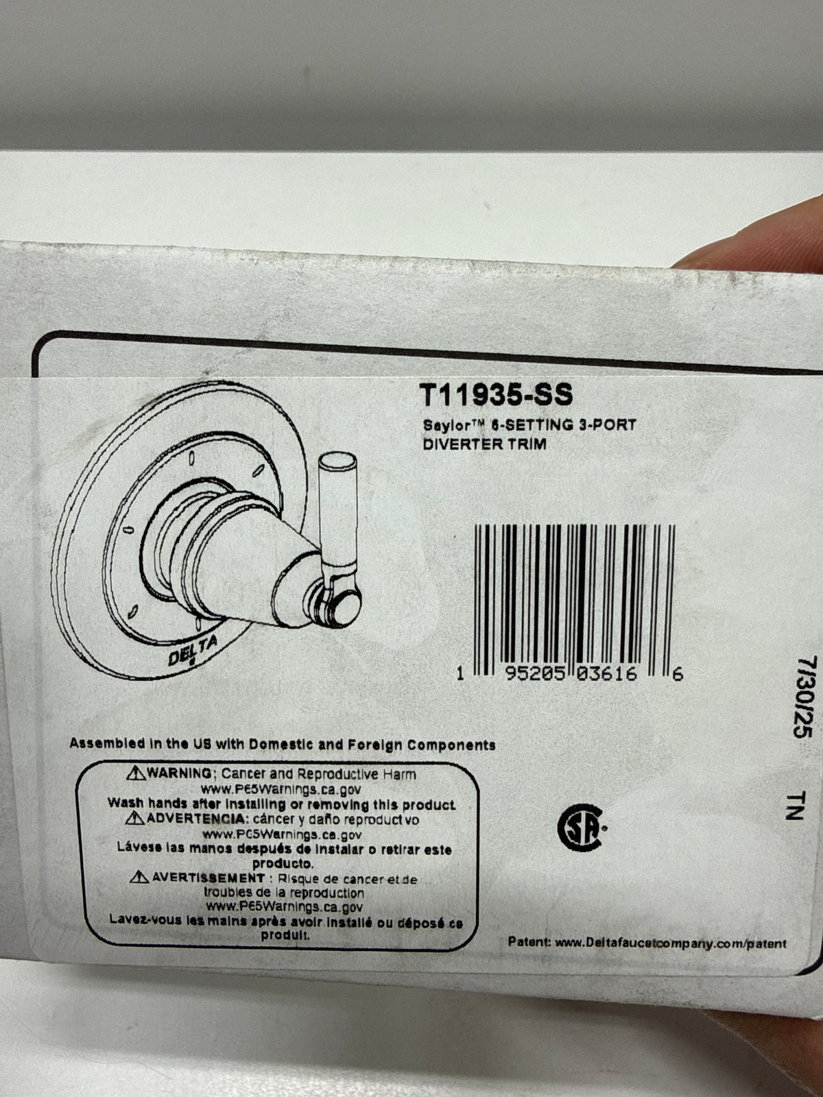 Delta T11935 Saylor Six Function Diverter Valve Trim Less Rough-in Valve