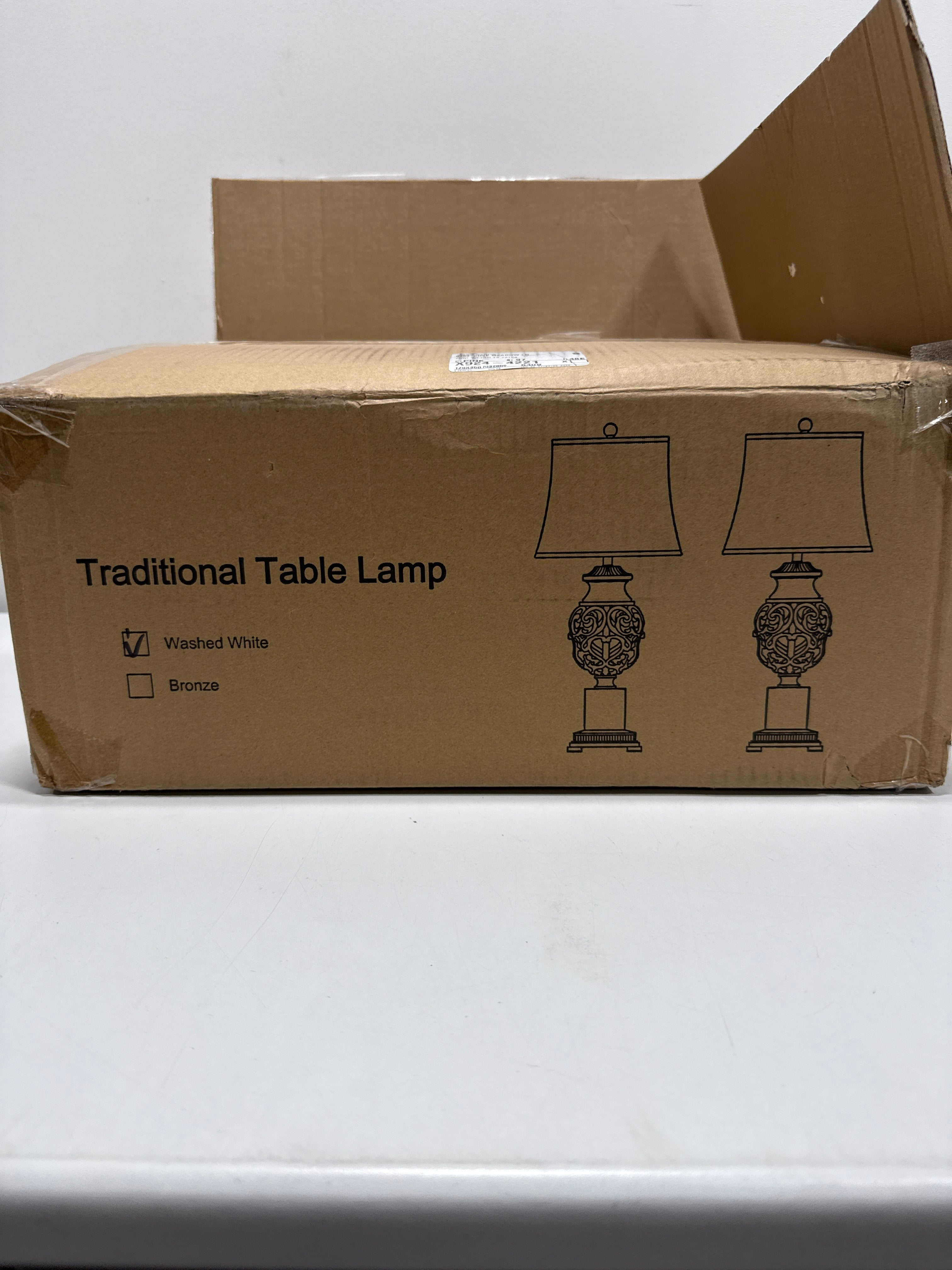 Rottogoon 28 in. Distressed White Tall Bedside Lamp with Night Light Rustic Table Lamps with Linen Shade for Living Room End Table