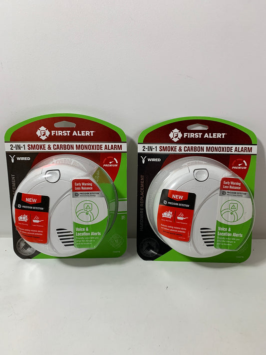 2 x First Alert Precision Detection Interconnect Hardwired Smoke and CO Alarm Hardwire