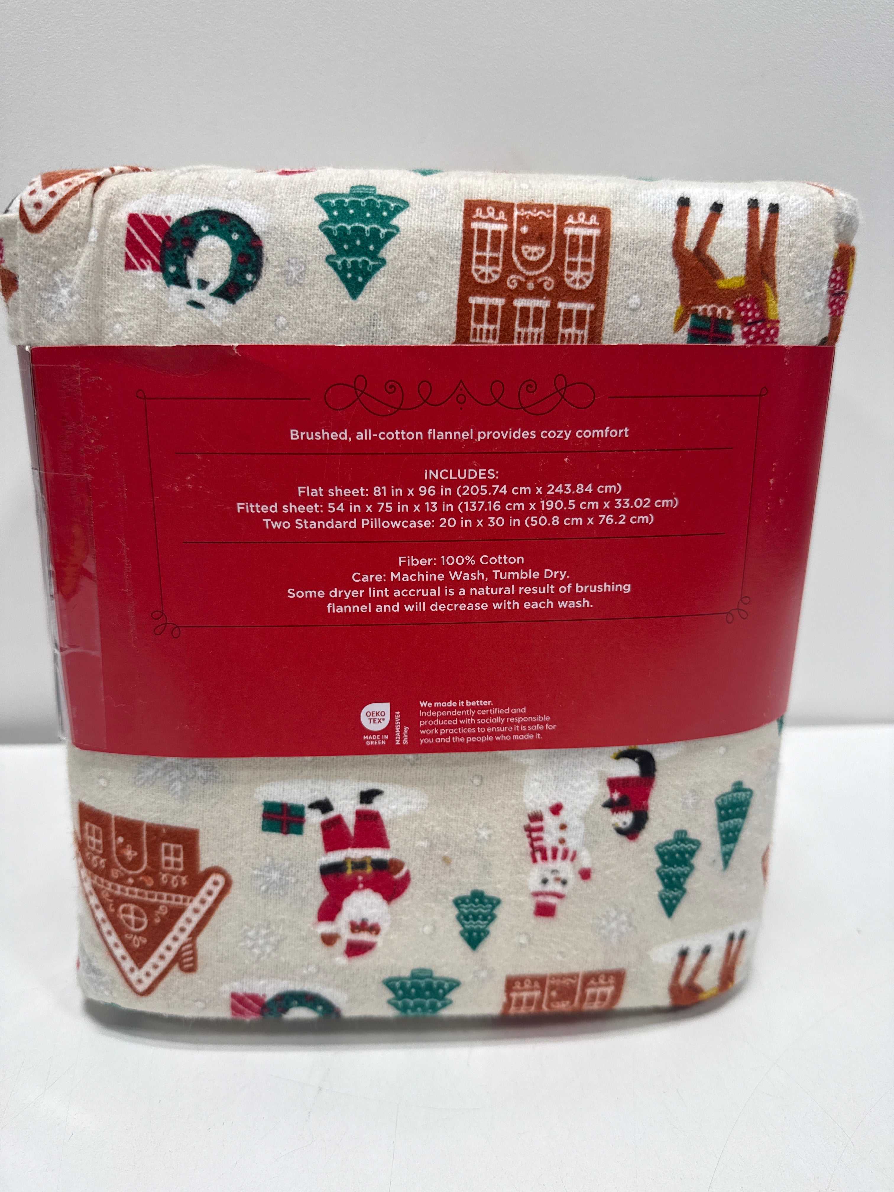 Full Christmas Flannel Sheet Set Gingerbread Scene - Wondershop - *Bedding
