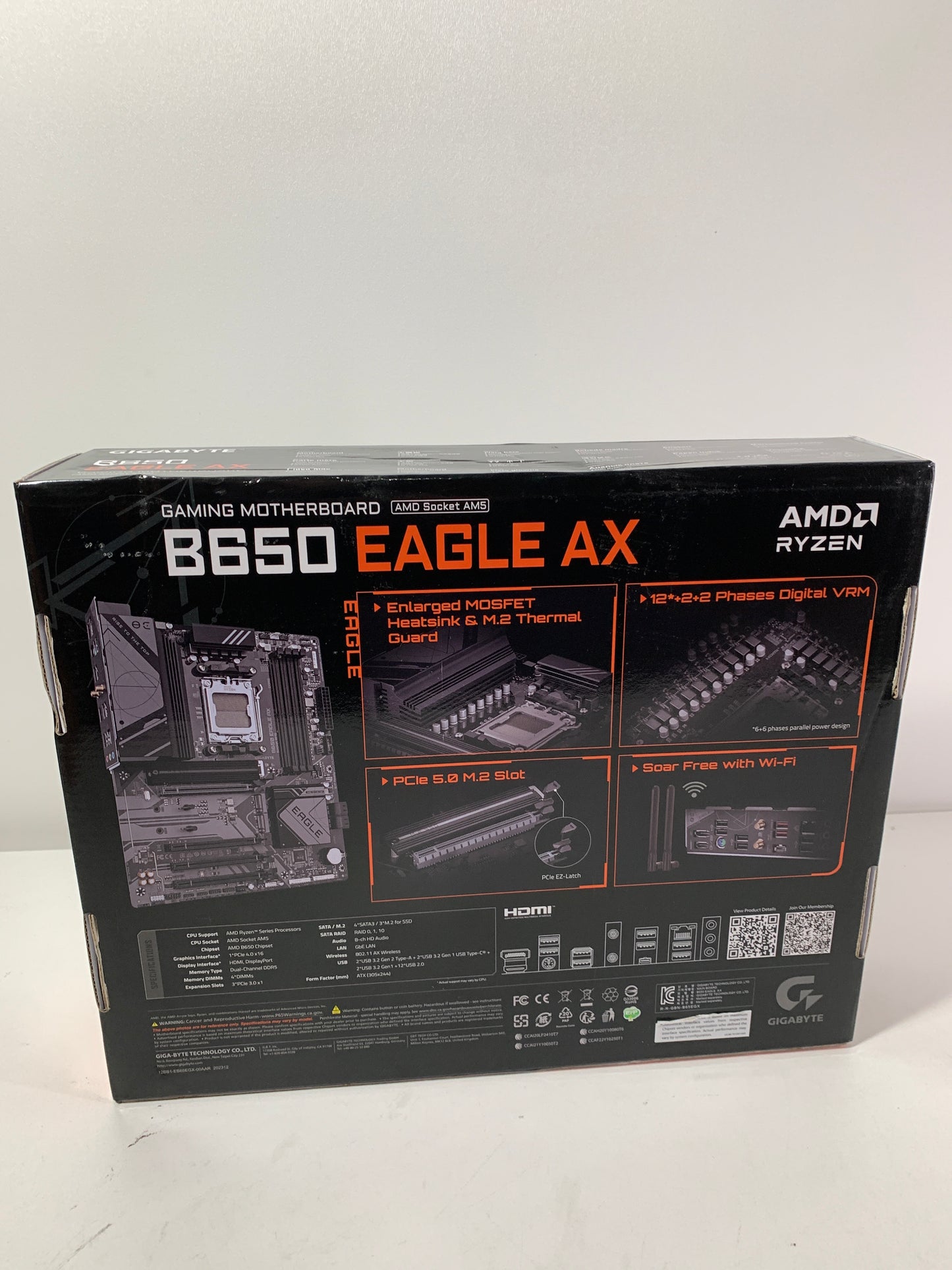 GIGABYTE - B650 EAGLE AX (Socket AM5) AMD B650 ATX DDR5 Wi-Fi 6E Motherboard - Black