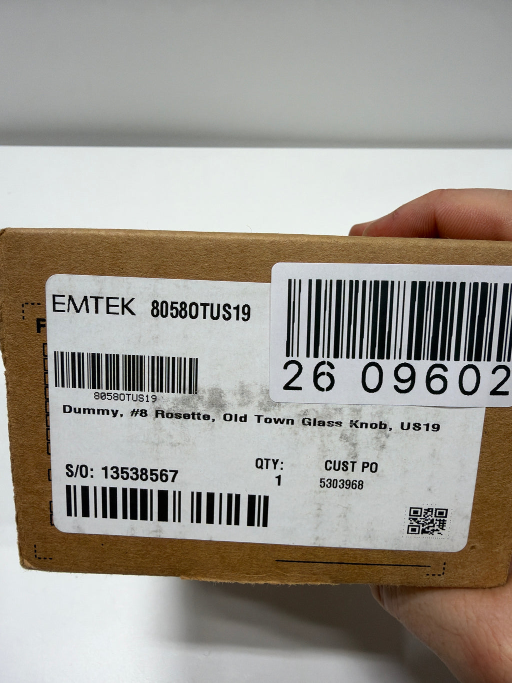 Emtek Old Town Non-Turning Two-Sided Dummy Door Knob Set with Type 8 Rose from the Crystal Collection Model: 8058OTUS19