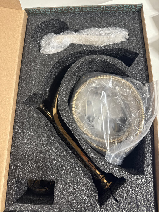 Brizo T67465-LHP Beauclere Deck Mounted Roman Tub Filler with Integrated Diverter and Hand Shower - Less Handles and Rough in Polished Gold Faucet