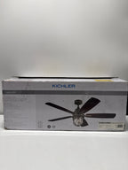Kichler 52 inch Lydra Fan LED Ceiling Fan with Clear Seeded Glass in Distressed Black with Reversible Walnut and Satin Black blades