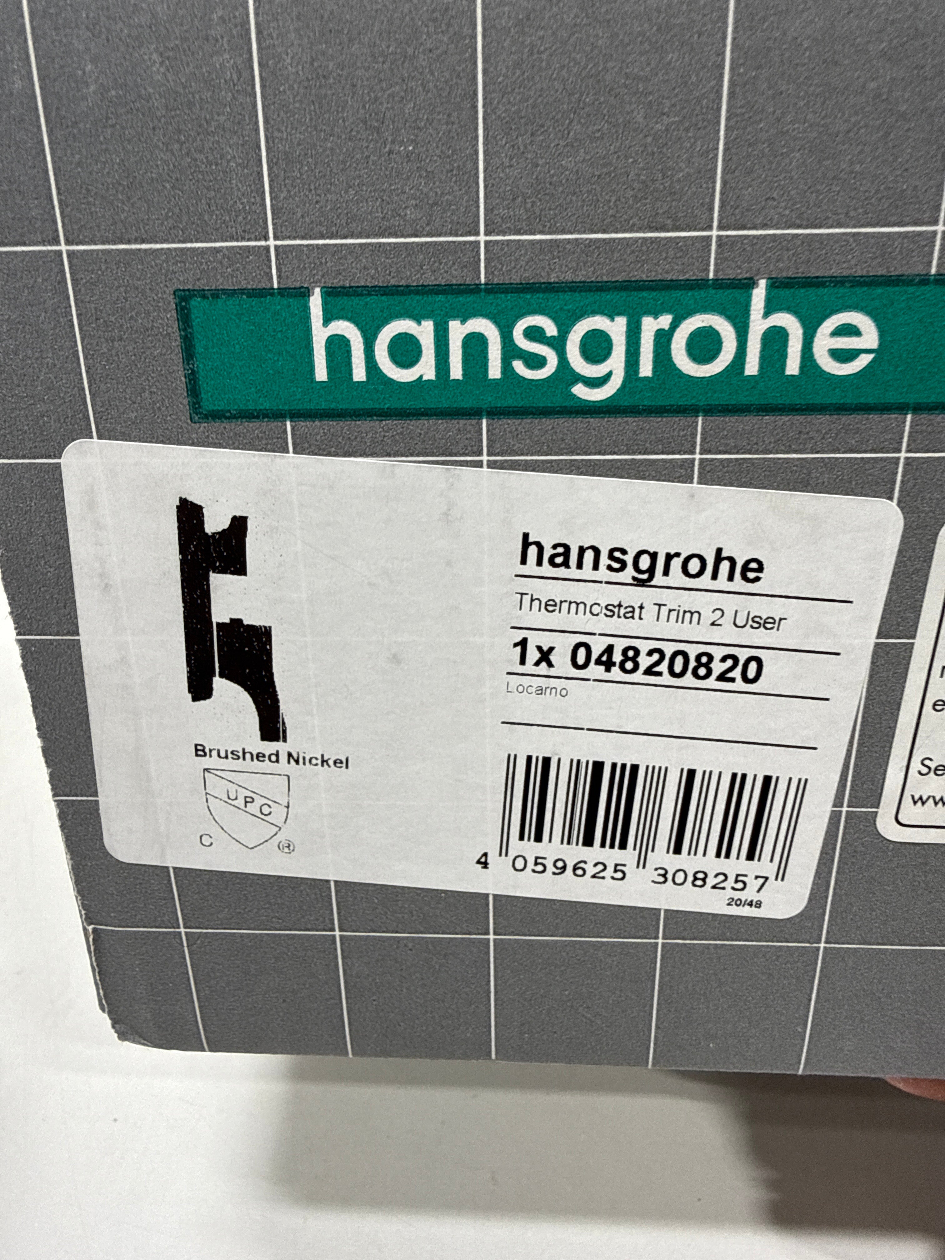 hansgrohe Locarno Transitional Thermostatic Shower Valve Trim with Temperature Control and Diverter in Brushed Nickel, 04820820