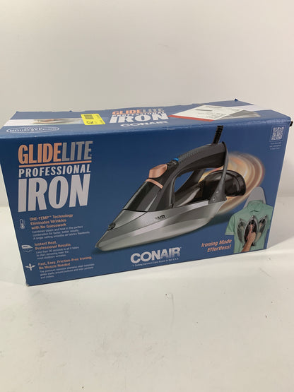 Conair GlideLite Professional Iron with Garment Steamer Technology, Silver/Black