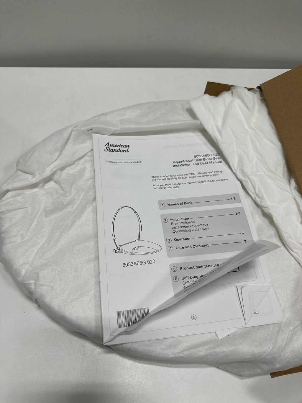 American Standard Aqua Wash® Slim Non-Electric Spa Let® Bidet Seat with Manual Operation in White