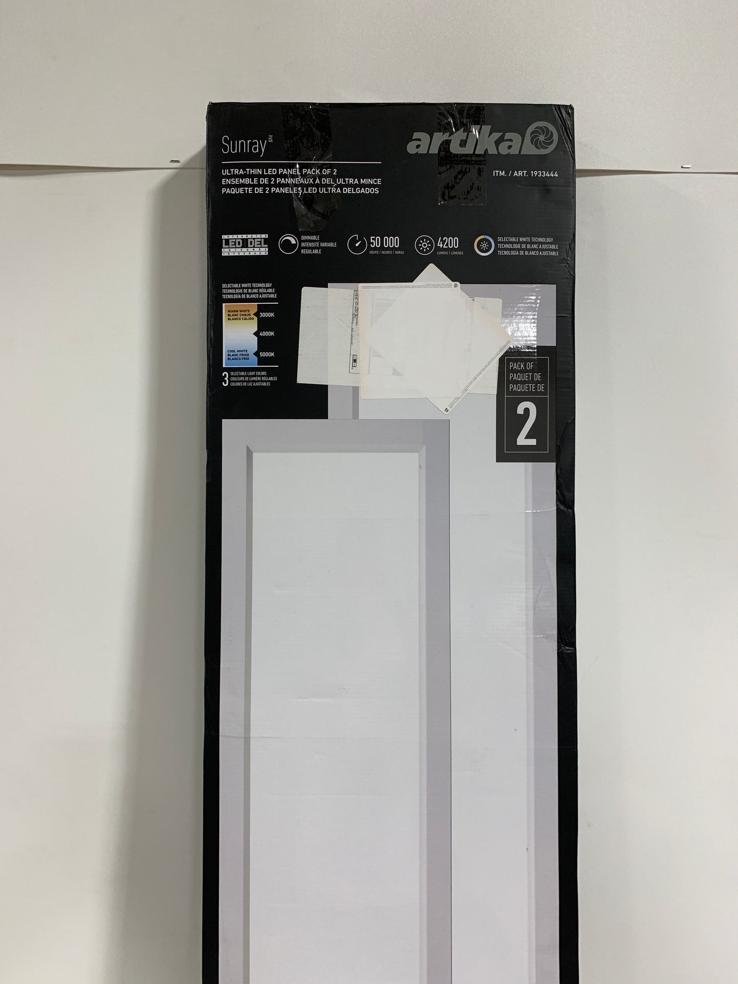 2 x Artika Sunray Ultra Thin LED Light Panel, White