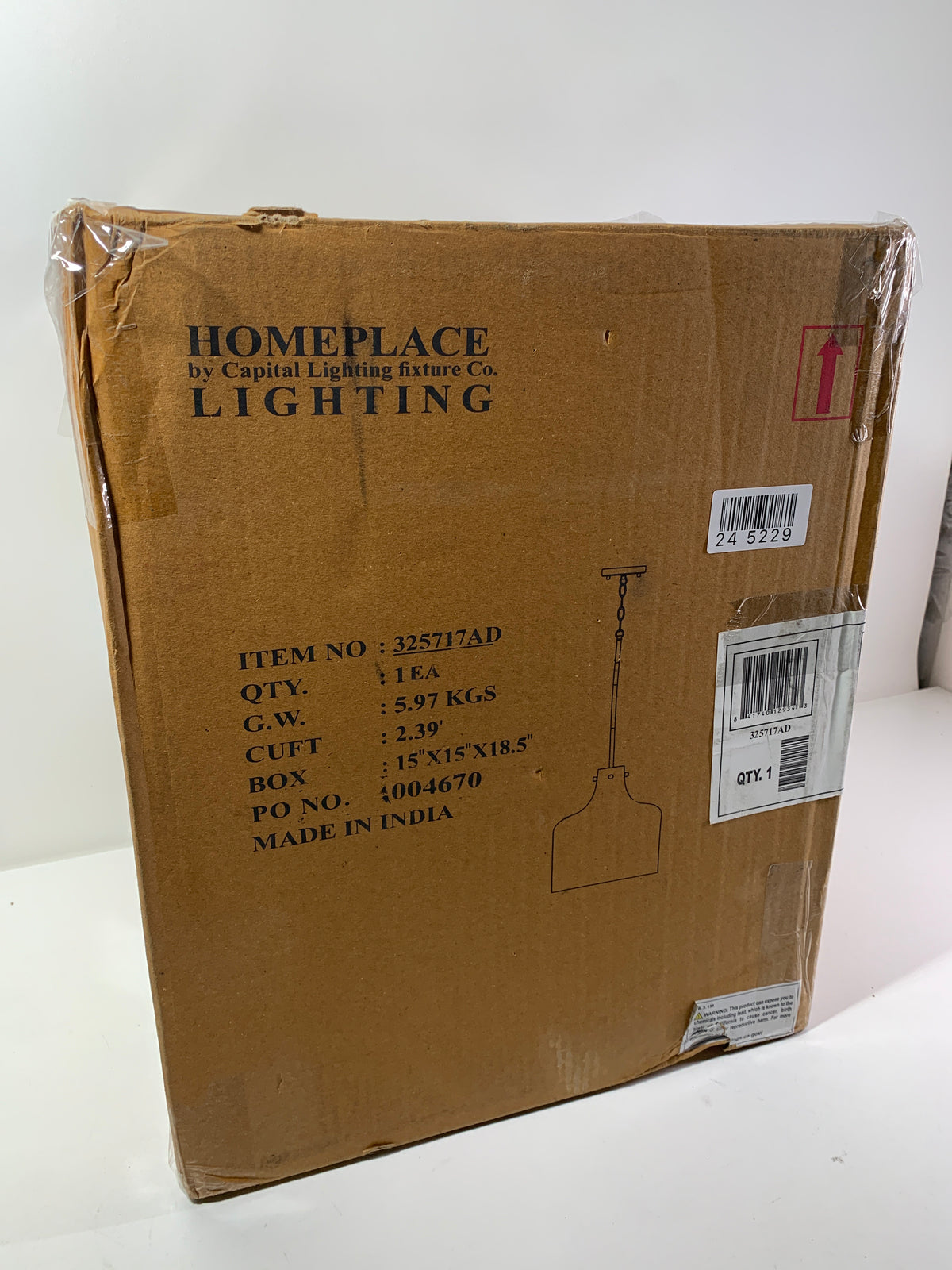 HomePlace Lighting 325717AD Crawford Urban/Industrial Clear Water Glass Jar Pendant Light 1-Light 100 Watt 15’’ H x