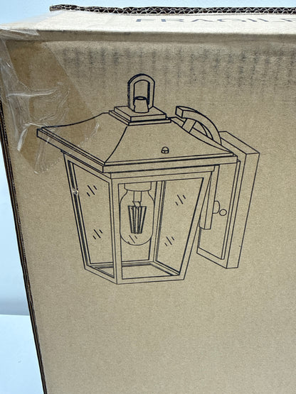 Modern Coastal Matte Black Outdoor Sconce 1-Light Wall Mount Lantern with Clear Glass for Patio Porch Entry