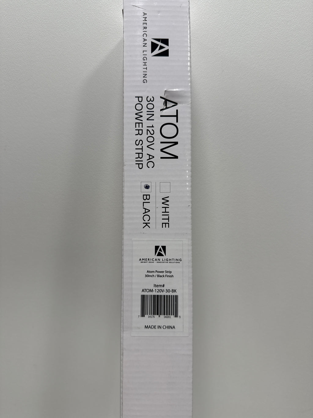 American Lighting ATOM-120V-30 Undercabinets 30" Long 3 Outlet Low Profile Power Strip Black