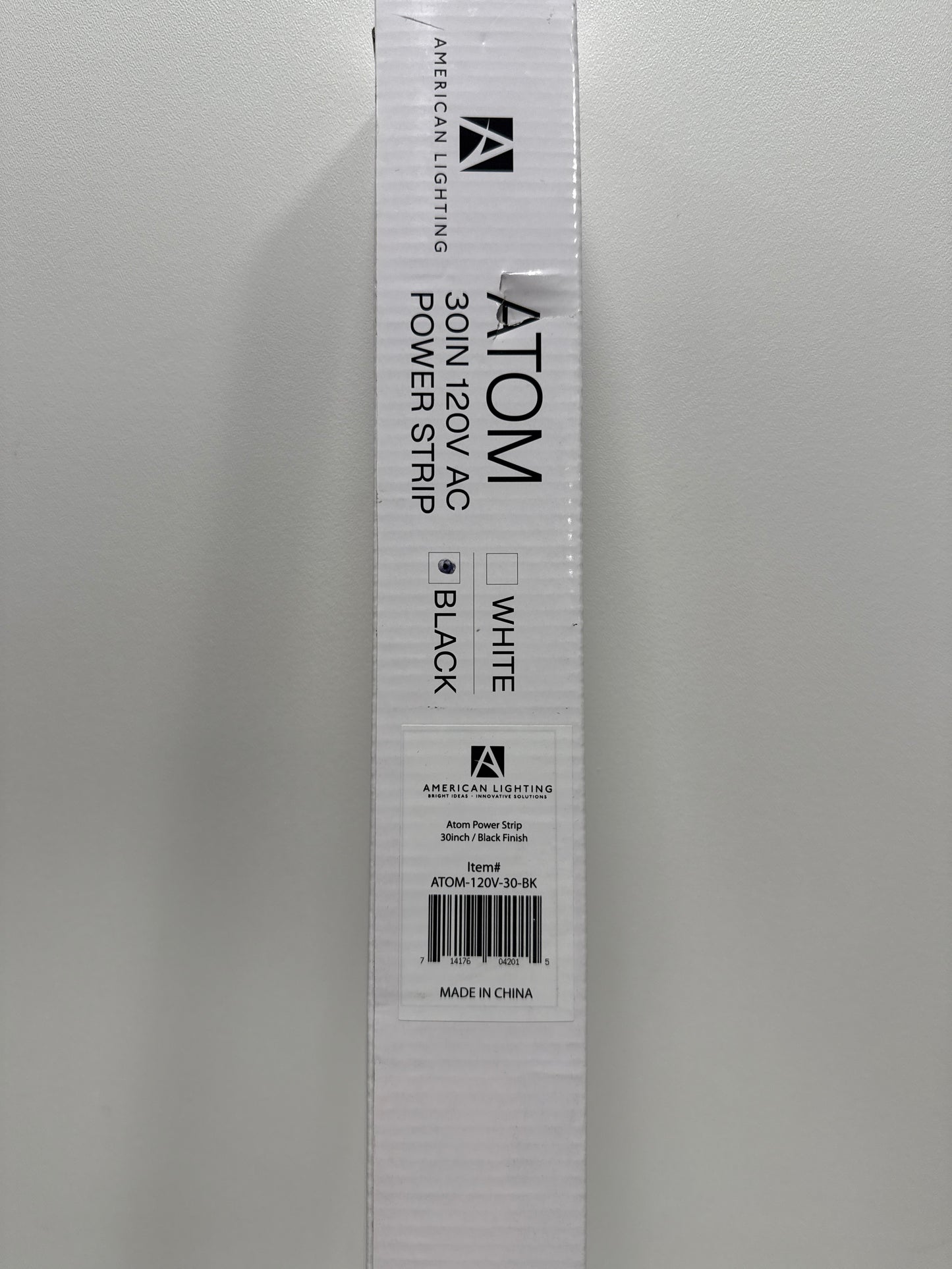 American Lighting ATOM-120V-30 Undercabinets 30" Long 3 Outlet Low Profile Power Strip Black
