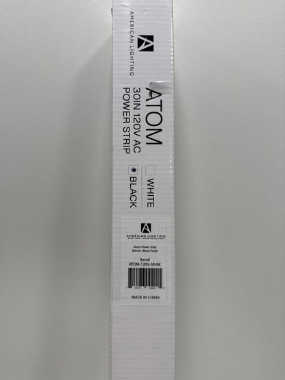 American Lighting ATOM-120V-30 Undercabinets 30" Long 3 Outlet Low Profile Power Strip Black