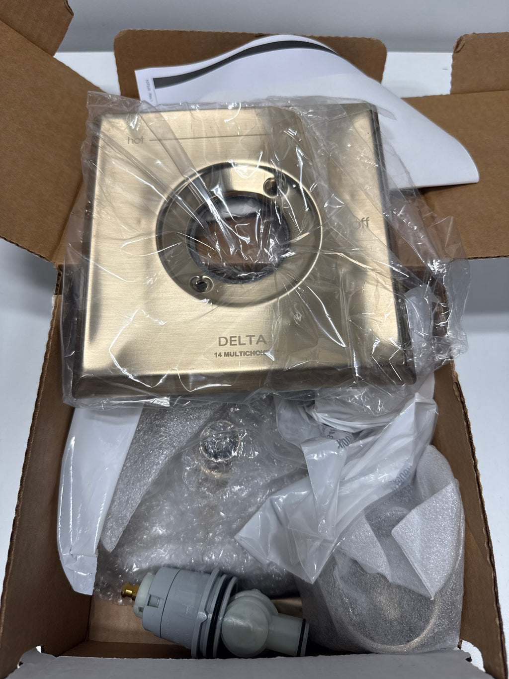 Delta Faucet Dryden 14 Series Single-Function Shower Trim Kit with Single-Spray Touch-Clean Shower Head, Champagne Bronze T14251-CZ (Valve Not Included)